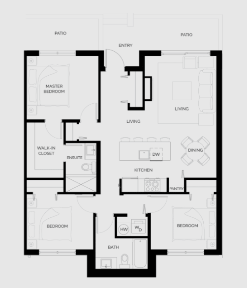 Floor plan layout diagram for 3B